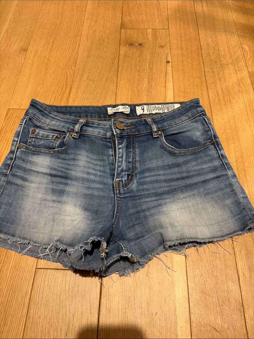 Indigo Rein Distressed Blue Denim Cutoff Shorts